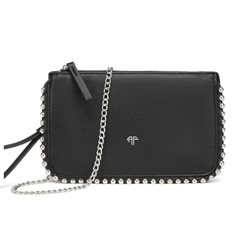 AFKOMST Pequeños bolsos de embrague y wristlet monedero para mujer bolso de noche formal con correa de cadena cruzada, Negro