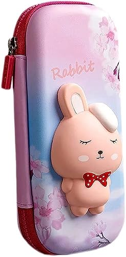 Image of Invite Enterprise 3D EVA Cartoon Theme Pencil Case - Multipurpose Zipper Pouch for Kids, Girls - Pen Bag for School, Stationery Storage Box (Rabbit Pink Small)