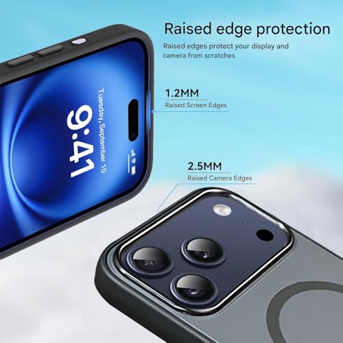 Image of Elzzi Magnetic for iPhone 17 Pro Max Case (2025)(Compatible with MagSafe)(Military Grade Drop Protection) Matte Shockproof with Anti-Fingerprint Phone Cover, 6.9''|Black