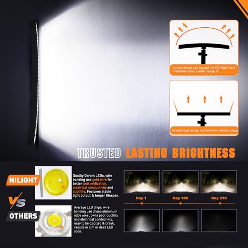 Nilight Curved LED Light Bar 42 Inch 165 W Flood Spot Combo Beam 16500LM P8/5W Chips Offroad Driving Single Row Slim Lights IP68 for UTV Truck RZR SUV ATV Boat by Nilight - Image 5