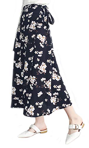 Botanmu Women's Wrap-Around Skirt Tie Waist Floral Printed Chiffon Long Skirt Plus Size Wrap Beachwear Skirts Cover Up with Lining