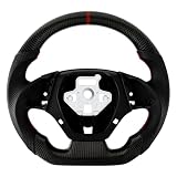 MOTAFAR Carbon Fiber Steering Wheel D-shaped Flat-bottom Steering Wheel Preforated Leather Grip for Chevrolet Camaro 2016-2020