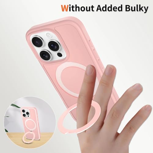 Image of Magnetic for iPhone 16 Pro Case, 6.3 inch, Compatible with MagSafe, Rugged Kickstand, Not-Yellowing Military-Grade Protection, Matte Pink