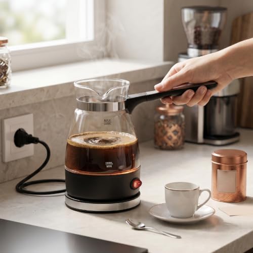 Jenivaint Turkish Coffee Maker, 600W 500ml Glass Electric Coffee Pot - 4