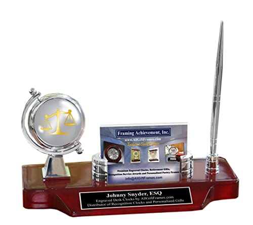AllGiftFrames Law Gift Name Display Desk Engraved Clock Pen Attorney Graduation School Lawyer Graduate University College Juris Doctorate Legal Paralegal Office Esquire Passing Bar Present