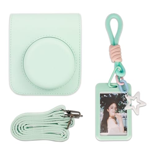 Funda para cámara Fujifilm Mini 12 de cuero PU verde menta