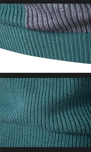Men Turtlenck Patchwork Pullover Sweater Long Sleeve Ribbed Slim Fit Wool Warm Jumper4