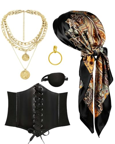 Pirate Costume Women 5Pcs Adult Halloween Pirate Medieval Accessories Set - image 1