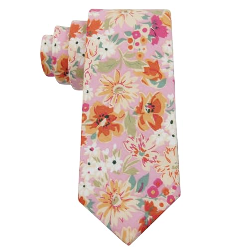 Mantieqingway Mens Cotton Floral Neck Tie 2.56 Printed Skinny Tie