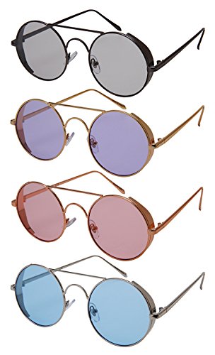 Round Side Shield Sunglasses w/Flat Color Lens 5115-FLCR3