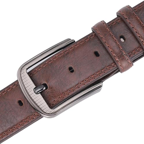 2pcs Men's Belts Pin Buckle Genuine Leather Stretch Pin Buckle Leather2