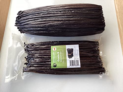 Image of 8oz Grade B Vanilla Beans Tahitian for Extract, Paste and Baking| 4 inch-7 inch (1 /2 Lb) by FITNCLEAN VANILLA| Whole NON-GMO Bourbon Pods
