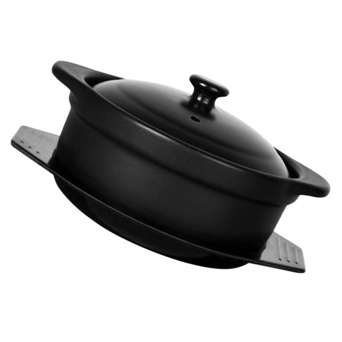 Garneck Pentola in Ceramica con Coperchio 1, 09 l Nera per Stufare