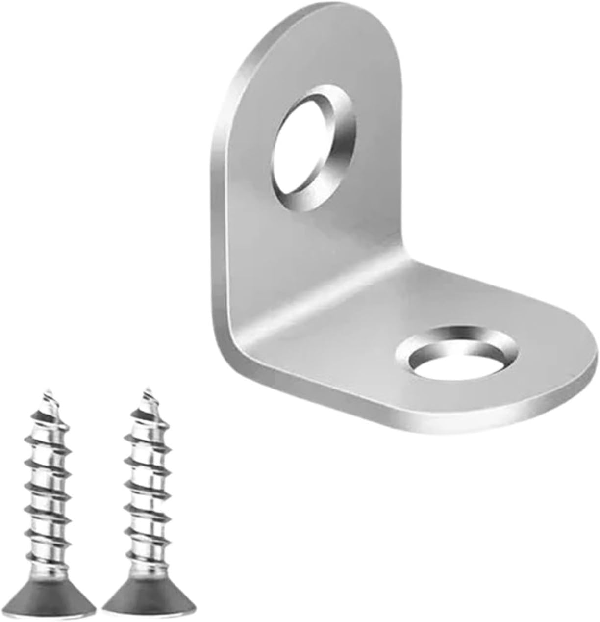 L Brackets Stainless Steel with Screws Cabinet Corner Brace Joint Fastener Wood Screens Shelf Furniture Hardware(1set-16x20mm)