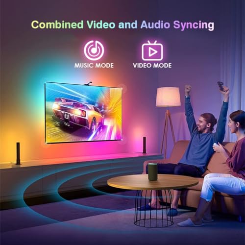 Smart WiFi LED retroilluminazione TV con fotocamera, illuminazione RGBIC per una migliore esperienza visiva, app e telecomando per l'intrattenimento domestico