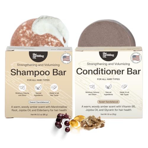 The Earthling Co. Shampoo & Conditioner Bar Set - Promote Hair Growth, Strengthen & Volumize All...