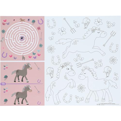 Folat 27512 Décoration d'anniversaire Cheval Rose - Set de table Activités - Happy Horses - 6 pièces - Party thème Cheval
