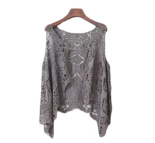 Image of CORIRESHA Womens Cardigan Casual Solid Color Stich Open Front Draped Boho Hippie Crochet Cardigan Vest