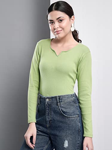Image of Q - RIOUS Women's Solid Full Sleeve Scoop Neck Top