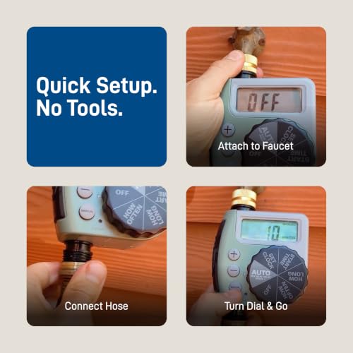 Image of Orbit One Outlet Single-Dial Hose Faucet Timer - Easy Programmable - For Garden Watering System - LCD Hose Timer with Adjustable Watering Schedule - 62056