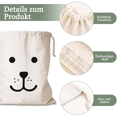 2 Stück Wäschesack mit Kordelzug, 60 X 50cm Wäschebeutel Schmutzwäsche Groß, Baumwolle Aufbewahrungsbeutel mit Kordelzug für Kleidung Spielzeug