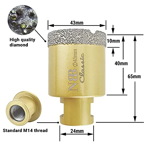 NBB vacuum brazed diamond hole saw with M14, Classic Golden type - Image 2