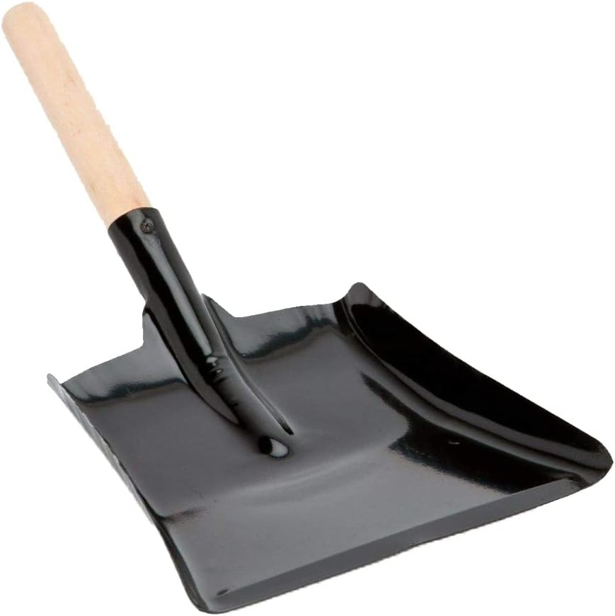 PNJB, Ash Shovel Muddy Hands Large Dustpan, Black Metal Steel Fireplace