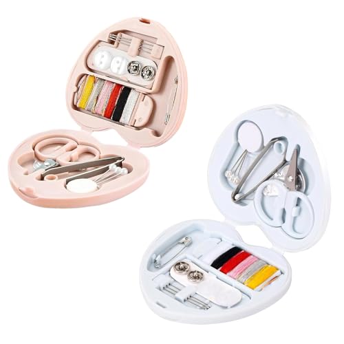 2 Boxes Mini Sewing Kit Portable Emergency Sewing Repair Kit Foldable Needle and Thread Kit with Plastic Storage Case for Travel Business Trips School Camping