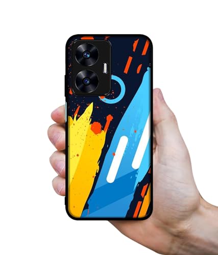 Image of Abstract Stripes Geometric Figures Design Premium 2D Printed Metal Back Case Cover for Realme C55 4G / Narzo N55 4G