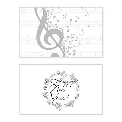 Tarjeta de Año Nuevo Treble Clef Flappg con elegante diseño musical para felicitar las fiestas