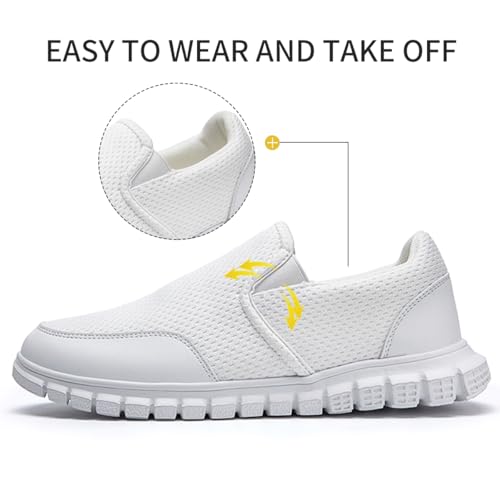 Mens Loafers Walking Casual Slip On Shoes Comfortable Lightweight Boat Shoes Fashion Classcial Sneakers White US 9.53