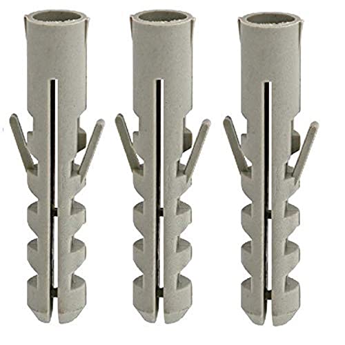 Image of Merriway BH07174 (25 Pcs) Heavy Duty Rimless Wall Plugs, Grey Nylon M8 x 40mm - Pack of 25 Pieces