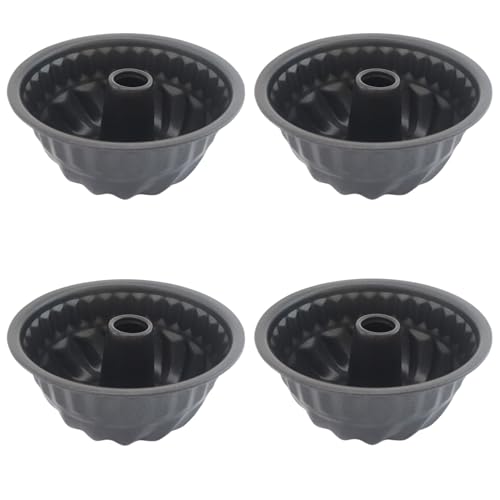 LoveDeal 4Pcs Mini Bundt Cake Pan Set, Fluted Tube Baking