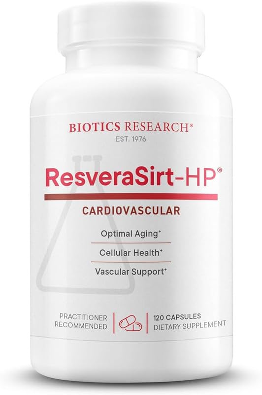 Evorina Biotics Research ResveraSirt HP Formulated by Dr. Mark Houston, Trans Resveratrol, Quercetin, Increase Sirtuin Activity, Cardiovascular Support, Heart Power, Vascular Support, 120 Capsules | High Strength Herbal Supplement | Clean Label Ayurvedic Wellness-image-35