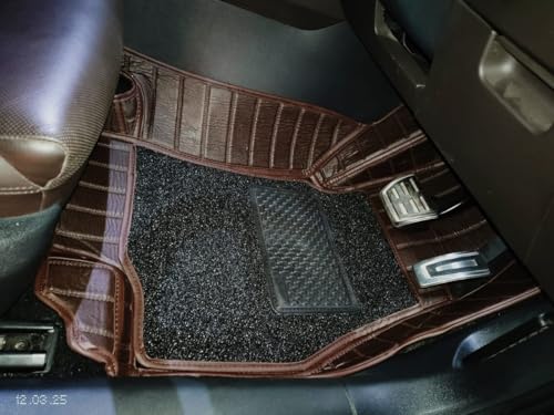 Image of MINANSH 9D Premium Leatherette Car Foot Mat Luxurious & Elegant Look | 100% Waterproof and Dust Proof | Custom Fitted 9D Car Floor Tray Mat for Tata Sierra EV 2026 (Full Coffee)
