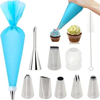 10 Pcs Large Piping Tips Set, Stainless Steel Icing Tips with, Professional Pastry Tips for Cupcake, Cookie and Puff