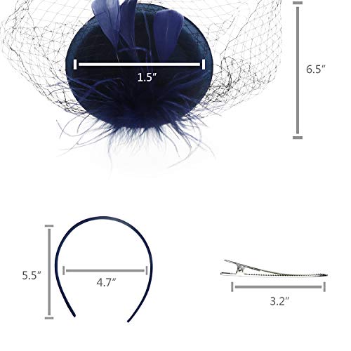 Image of DRESHOW Fascinators Hat Feather Headband Women's Fascinators Tea Party Headwear with Clip Flower Head Band for Girls & Women