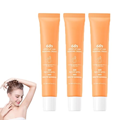 Crema depilatoria facial, crema depilatoria para mujeres, kit de crema depilatoria facial, depilación facial para la piel corporal femenina, piel calmante (3pcs)