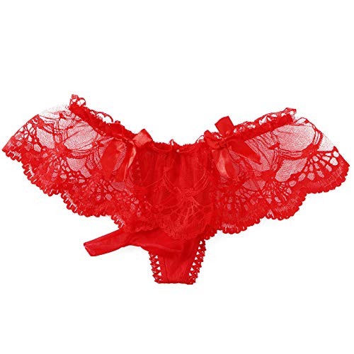 CHICTRY Mens Sissy Floral Lace Thong Briefs Low Rise Bulge Pouch Bikini Underwear3