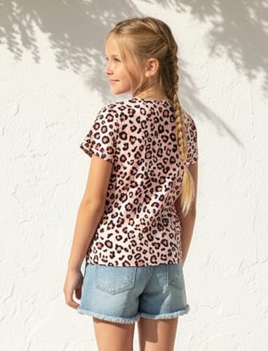 Image of PATPAT Girls Crewneck Short Sleeve Graphic Tees Animal Print Shirts Cute Summer Outfits 5-12 Years