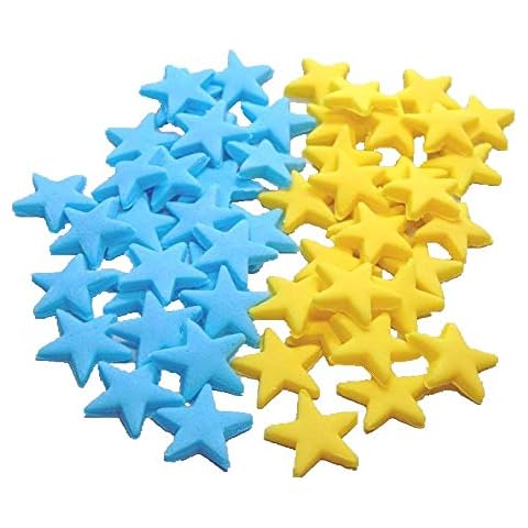 40 Edible Stars Cupcake Cake Topper Decorations (20 Blue 20 Yellow) Cover