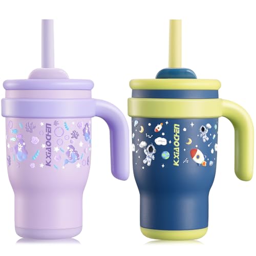 Image of 14 oz Toddler Tumbler with Handle, 2 Pack Kids Straw Cups with Sippy Lid