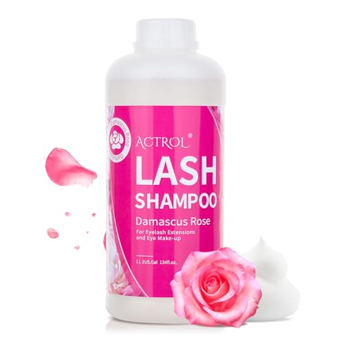 ACTROL Eyelash Extension Cleanser Rose 1L Natural Lash Extension Shampoo Professional Eyelid Foaming Cleanser Paraben & Sulfate Free Non-lrritating with Salon and Home Care