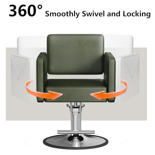Image of LOUVIXA Barber Chairs for Hair Stylist, Height Adjustable Hydraulic Salon Chair, 360 Degrees Rotation, Multi-Function Shampoo Chair for Salon Home Barbershop (Green)