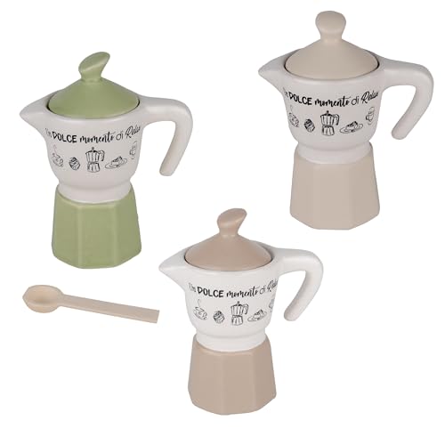 Doni Bomboniere Matrimonio 1 pz Zuccheriera A Forma di Moka Comunione Cresima Compleanno Battesimo Anniversario con Disegni E Frase Un Dolce Momento Relax Corredata da Cucchiaino in Legno Idee