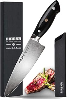 AIRENA Chefs Knife, 8 Inch Professional Japanese Kitchen Knife - German High Carbon Stainless Steel - Best Value with Sheath & Gift Packaging - Ultra Sharp Cooking Knife