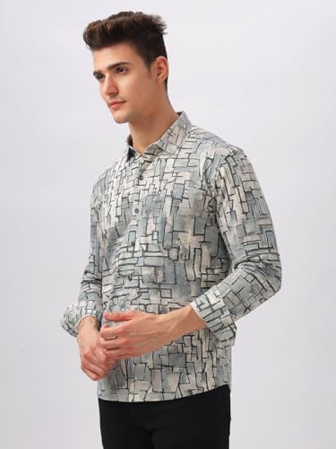 Image of BULLMER Trendy Regular Fit Striped Causal Full Sleeve Shirt for Men.