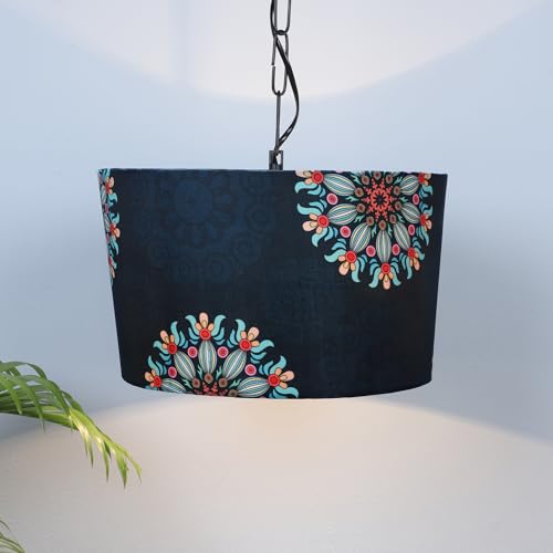 Image of Tu Casa French Floral Print Fabric Glow Pendent Light Hanging Lamp For Bedroom, Living Room, Lounge, Office, Gifting Area Without Bulb For Home Decoration (Height - 20 inch)