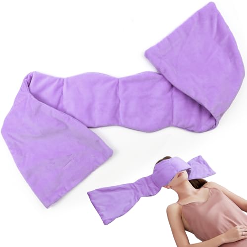 Weighted Eye Mask Relaxing Eye Cover Travel Sleeping Mask with Beads and Cotton Relieve Eyes Fatigue for Men and Women Long Sleeping Eyemasks Compact for Train and Home Use (Purple)