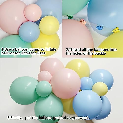 Pastel Balloon Garland Double Stuffed Pink Blue Balloons Different Sizes Matte Yellow And Green Balloon Arch Kit For Colorful Unicorn Princess Cocomelon Theme Birthday Baby Shower Party Decoration #TOP1